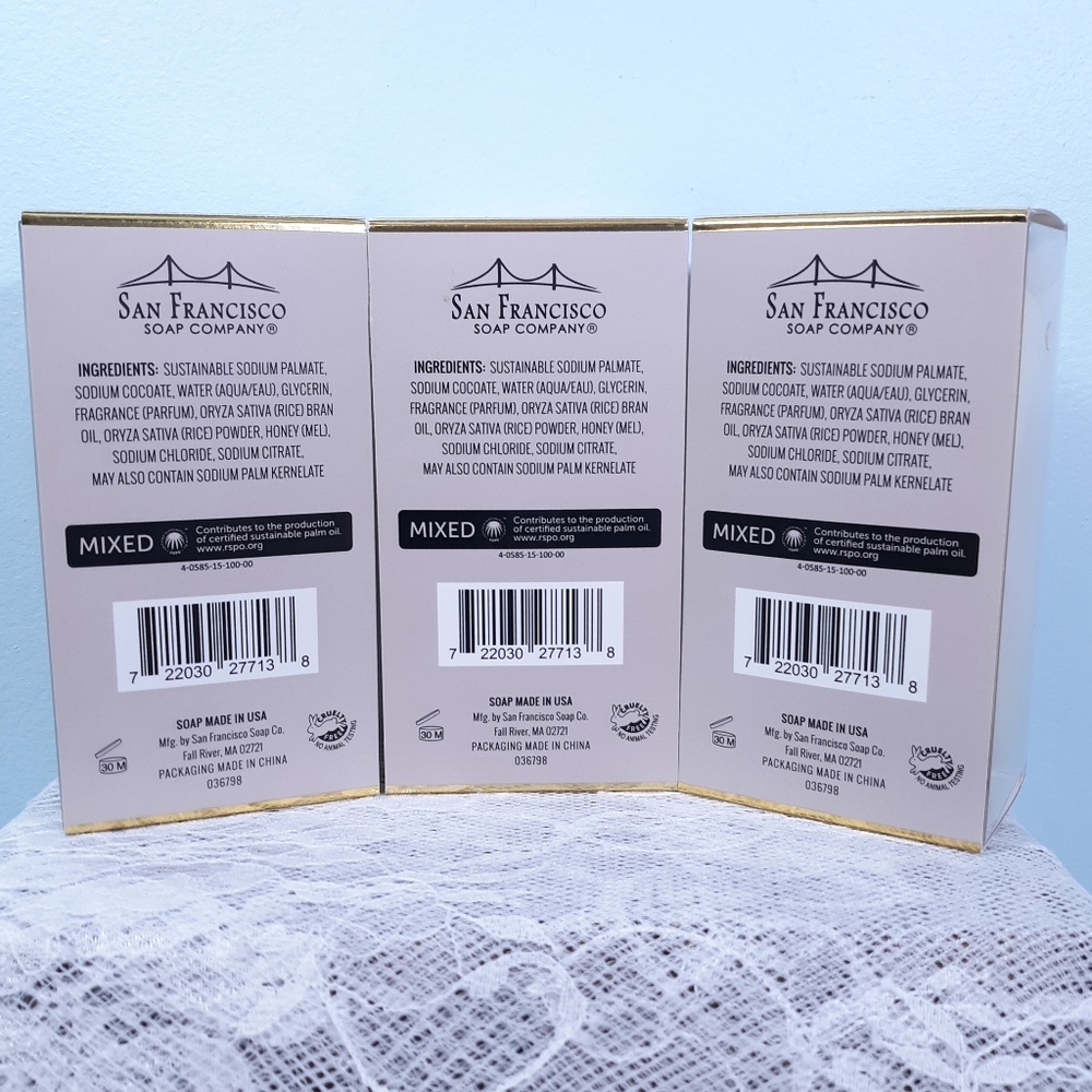 Spa Bundle San Francisco Soap Company Glycerin Black Rice White Bath Bar Set Lot - Picture 4 of 11
